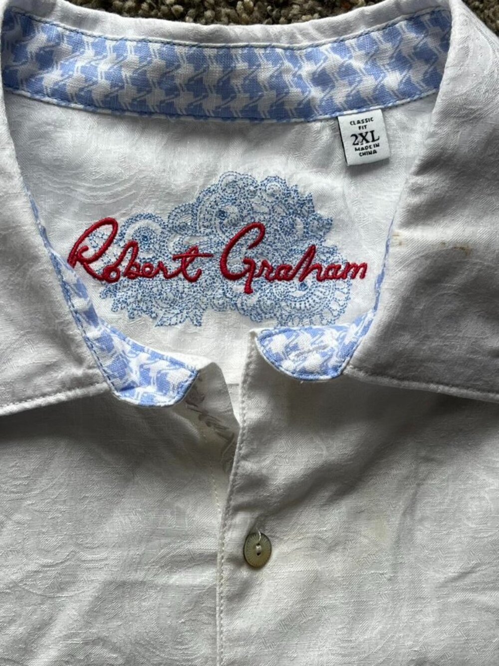 Robert Graham White Linen Blend Button Up Mens 2XL Spring Casual Dadcore Luxury